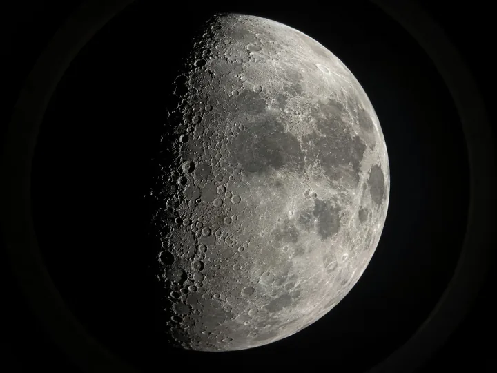 The moon seen through a telescope
